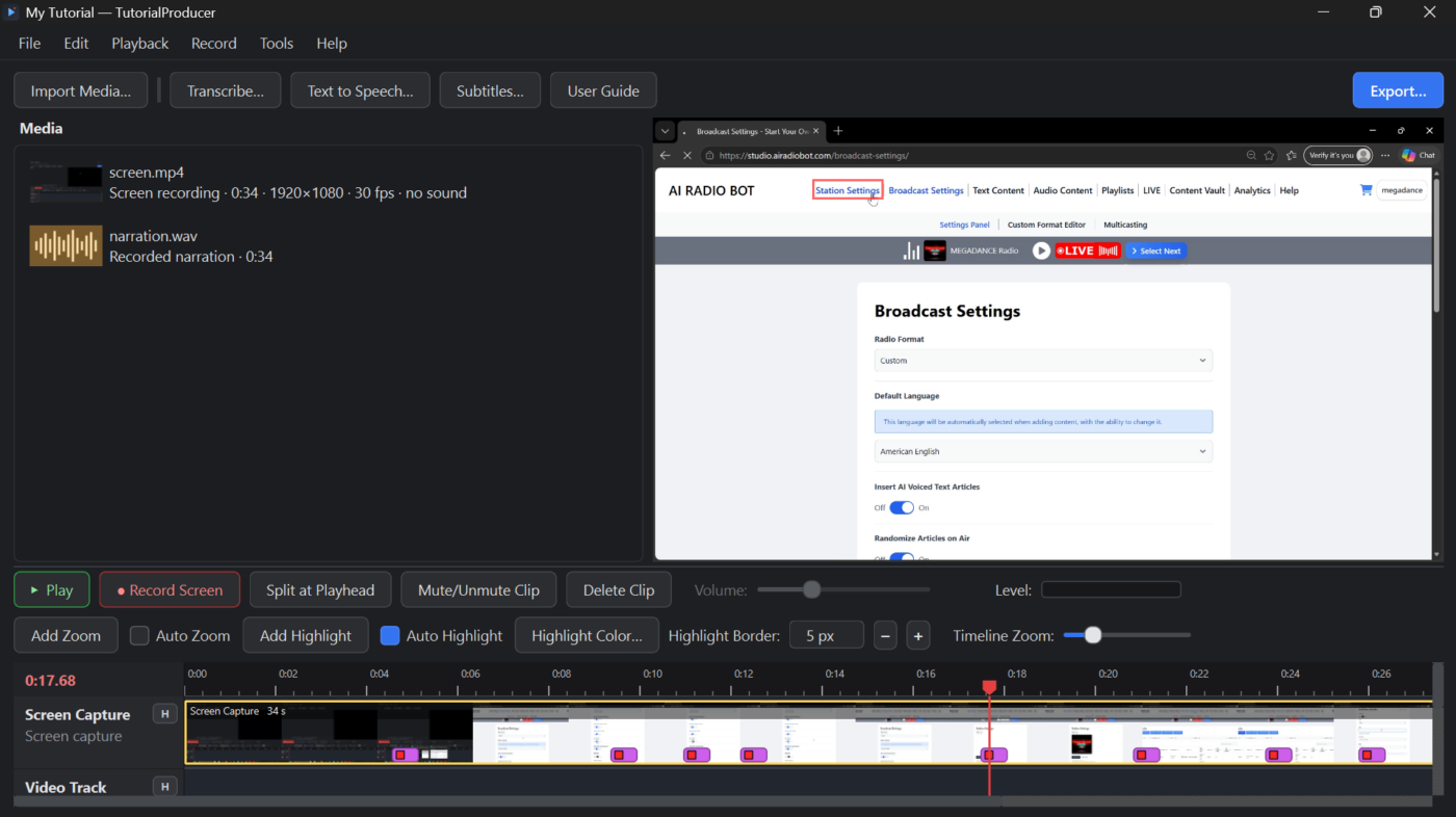 Tutorial Producer screenshot
